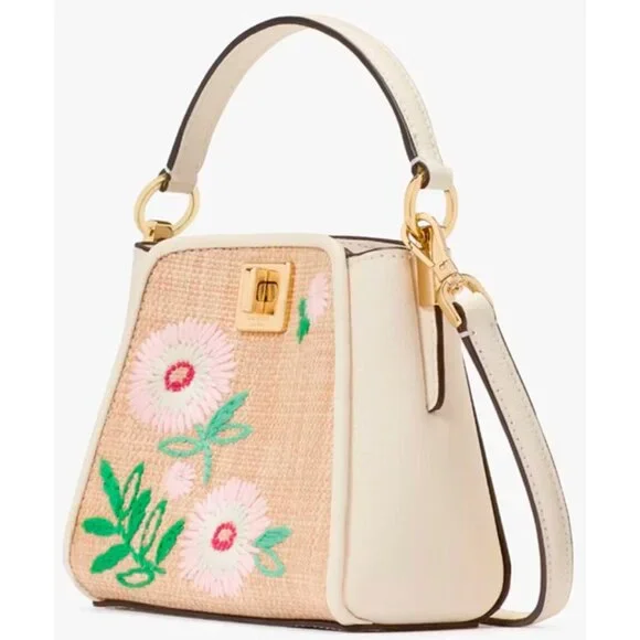 S Kate Spade Phoebe Straw & Leather Mini Top Handle Crossbody Bag KL044 NWT $339 - Picture 3 of 7